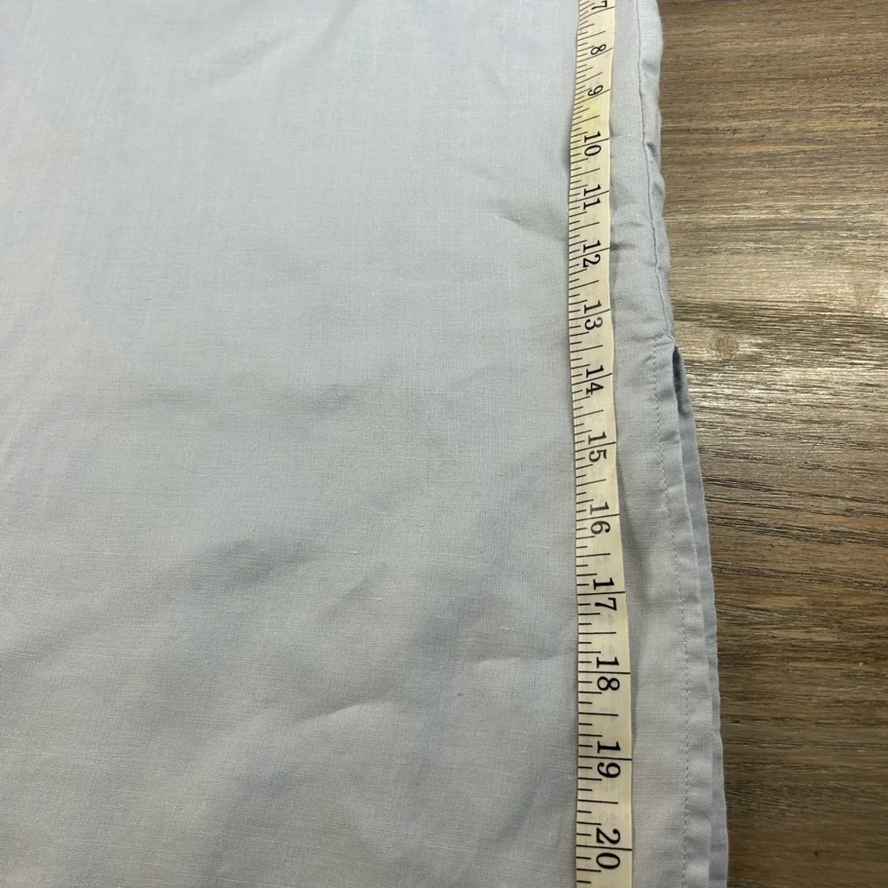 NWOT 100% Linen Size Small Baby Blue Crochet Detail Wide Flare Sleeves Tunic - Picture 13 of 14